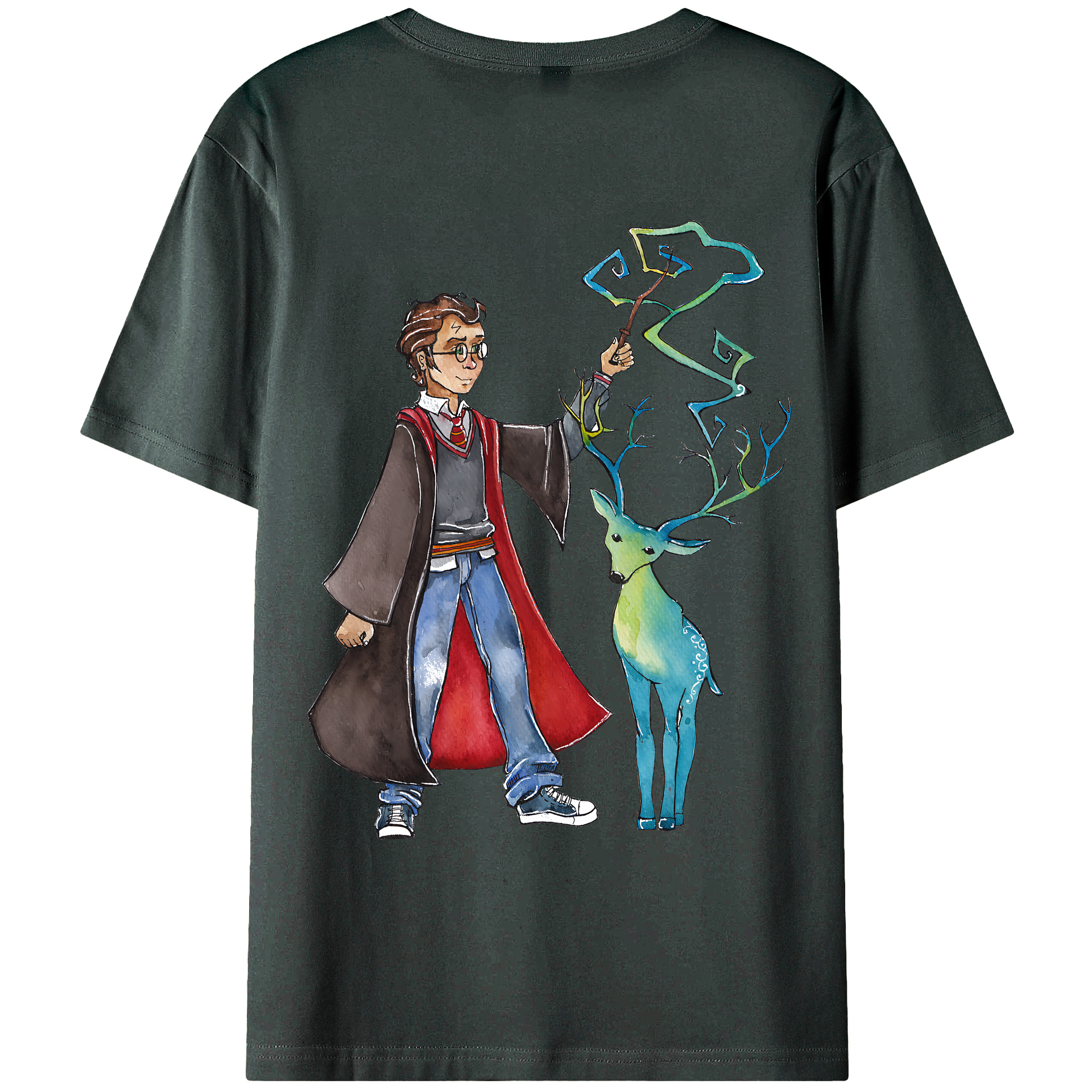 （画像用） Harry Potter ハリー・ポッターシリーズ 綿100％ メンズ半袖Tシャツ（バックプリント） 通気性